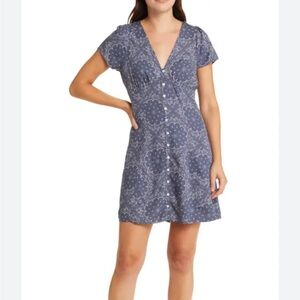 Madewell Navy Floral A-Line Skirt